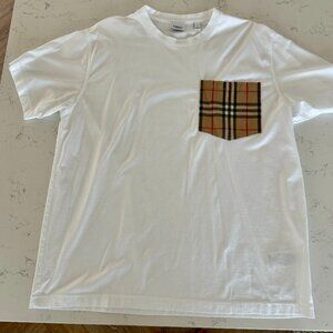 BURBERRY Check Pocket Cotton T-Shirt - Large